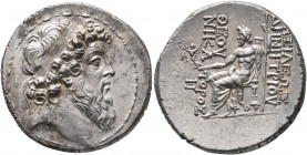 SELEUKID KINGS OF SYRIA. Demetrios II Nikator, second reign, 129-126/5 BC. Tetradrachm (Silver, 30 mm, 16.68 g, 1 h), Antiochia on the Orontes, cica 1...