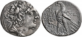 SELEUKID KINGS OF SYRIA. Antiochos VIII Epiphanes (Grypos), 121/0-97/6 BC. Tetradrachm (Silver, 27 mm, 13.67 g, 12 h), Ptolemaic standard. Askalon, SE...