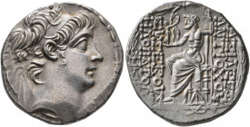 SELEUKID KINGS OF SYRIA. Antiochos X Eusebes Philopator, circa 94-88 BC. Tetradrachm (Silver, 27 mm, 16.05 g, 11 h), Antiochia on the Orontes. First r...