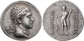 BAKTRIA, Greco-Baktrian Kingdom. Euthydemos II, circa 185-180 BC. Tetradrachm (Silver, 33 mm, 16.91 g, 12 h), Baktra. Diademed and draped bust of Euth...