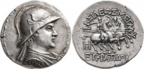 EARLY SKYTHIANS, Imitating Eukratides I of Baktria. Late 2nd century BC. Tetradrachm (Silver, 31 mm, 17.04 g, 1 h). Diademed and draped bust of Eukrat...