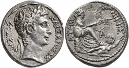 SYRIA, Seleucis and Pieria. Antioch. Augustus, 27 BC-AD 14. Tetradrachm (Silver, 27 mm, 15.07 g, 12 h), CY 30 and COS XIII = 2/1 BC. ΚΑΙΣΑΡΟΣ ΣΕΒΑΣΤΟΥ...