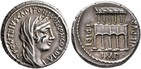 P. Fonteius P.f. Capito, 55 BC. Denarius (Silver, 18 mm, 3.85 g, 12 h), Rome. P•FONTEIVS•CAPITO•III•VIR•CONCORDIA Veiled and diademed head of Concordi...