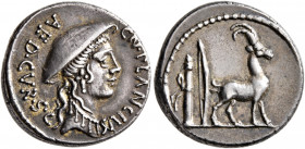 Cn. Plancius, 55 BC. Denarius (Silver, 17 mm, 4.07 g, 5 h), Rome. CN•PLANCIVS / AED•CVR•S•C Female head (Diana Planciana or Macedonia?) to right, wear...