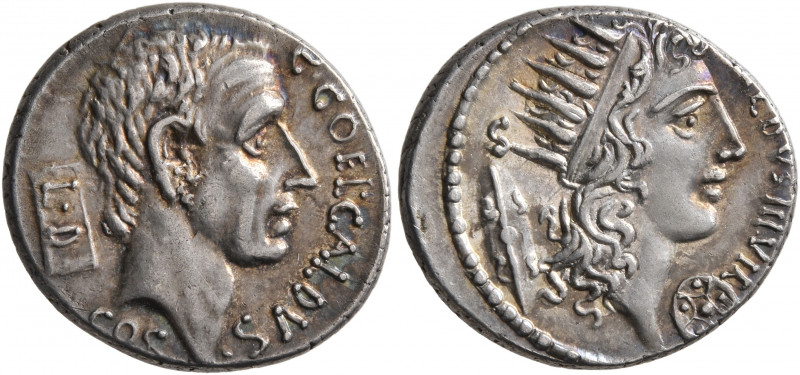 C. Coelius Caldus, 53 BC. Denarius (Silver, 19 mm, 4.01 g, 6 h), Rome. C•COEL•CA...