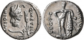 Q. Caecilius Metellus Pius Scipio, 47-46 BC. Denarius (Silver, 18 mm, 3.91 g, 12 h), with M. Eppius, legatus. Military mint traveling with Scipio in A...
