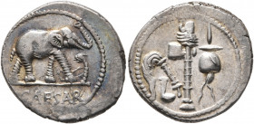 Julius Caesar, 49-44 BC. Denarius (Silver, 19 mm, 3.77 g, 6 h), military mint moving with Caesar in Gallia Narbonensis or Hispania Citerior, 49-48. CA...
