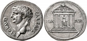 Claudius, 41-54. Cistophorus (Silver, 27 mm, 11.08 g, 6 h), Ephesus, circa 41-42. TI•CLAVD CAES•AVG Bare head of Claudius to left. Rev. DIAN - EPHE Te...