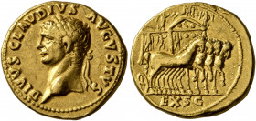 Divus Claudius, died 54. Aureus (Gold, 19 mm, 7.49 g, 5 h), Lugdunum, struck under Nero, October-December 54. DIVVS CLAVDIVS AVGVSTVS Laureate head of...