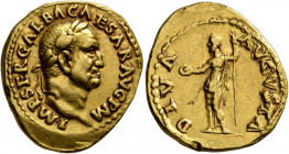 Galba, 68-69. Aureus (Gold, 21 mm, 7.20 g, 6 h), Rome, July 68-January 69. IMP SER GALBA CAESAR AVG P M Laureate head of Galba to right. Rev. DIVA AVG...