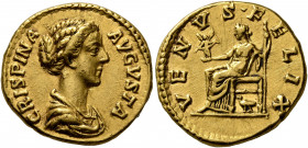 Crispina, Augusta, 178-182. Aureus (Gold, 19 mm, 6.90 g, 1 h), Rome, circa 178-180. CRISPINA AVGVSTA Draped bust of Crispina to right. Rev. VENVS•FELI...