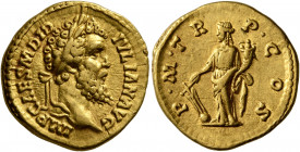 Didius Julianus, 193. Aureus (Gold, 20 mm, 6.57 g, 12 h), Rome, 28 March-1 June 193. IMP CAES M DID IVLIAN AVG Laureate head of Didius Julianus to rig...