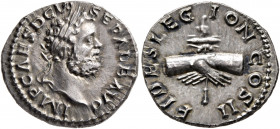Clodius Albinus, 195-197. Denarius (Silver, 18 mm, 3.20 g, 11 h), Lugdunum, 196-197. IMP CAES D CLO SEP ALB AVG Laureate head of Clodius Albinus to ri...