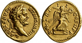 Septimius Severus, 193-211. Aureus (Gold, 20 mm, 7.29 g, 12 h), Rome, 194. L SEPT SEV PERT AVG IMP III Laureate head of Septimius Severus to right. Re...
