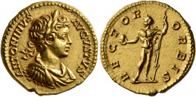 Caracalla, 198-217. Aureus (Gold, 19 mm, 7.11 g, 12 h), Rome, 200-201. ANTONINVS AVGVSTVS Laureate, draped and cuirassed bust of Caracalla to right. R...