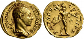 Severus Alexander, 222-235. Aureus (Gold, 20 mm, 5.67 g, 5 h), Rome, 226. IMP C M AVR SEV ALEXAND AVG Laureate and draped bust of Severus Alexander to...