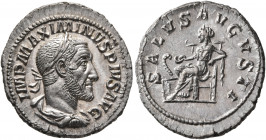 Maximinus I, 235-238. Denarius (Silver, 20 mm, 3.57 g, 7 h), Rome, 236. IMP MAXIMINVS PIVS AVG Laureate, draped and cuirassed bust of Maximinus I to r...
