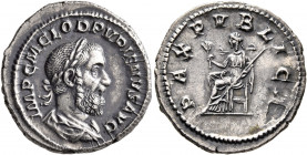 Pupienus, 238. Denarius (Silver, 20 mm, 3.50 g, 6 h), Rome, circa April-June 238. IMP C M CLOD PVPIENVS AVG Laureate, draped and cuirassed bust of Pup...