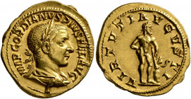 Gordian III, 238-244. Aureus (Gold, 21 mm, 5.14 g, 7 h), Rome, 241-243. IMP GORDIANVS PIVS FEL AVG Laureate, draped and cuirassed bust of Gordian III ...