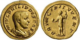 Philip II, as Caesar, 244-247. Aureus (Gold, 20 mm, 4.22 g, 7 h), Rome, 246-247. M IVL PHILIPPVS CAES Bare-headed and draped bust of Philip II to righ...