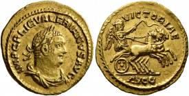 Valerian I, 253-260. Aureus (Gold, 19 mm, 3.26 g, 6 h), Samosata, 255-256. IMP C P LIC VALERIANVS AVG Laureate, draped and cuirassed bust of Valerian ...