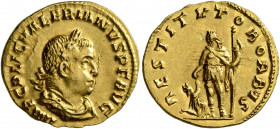 Valerian I, 253-260. Aureus (Gold, 18 mm, 2.37 g, 6 h), Rome, 256. IMP C P LIC VALERIANVS P F AVG Laureate, draped and cuirassed bust of Valerian to r...