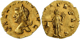 Gallienus, 253-268. Aureus (Gold, 17 mm, 1.09 g, 1 h), Rome, circa 265-266. GALLIENVS AVG Laureate head of Gallienus to left. Rev. [VBE]RITAS AVG Uber...