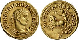 Numerian, as Caesar, 282-283. Aureus (Gold, 20 mm, 4.57 g, 7 h), Cyzicus, 283. NVMAERIANVS (sic!) NOB CAES Laureate, draped and cuirassed bust of Nume...