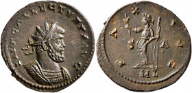 Allectus, Romano-British Emperor, 293-296. Antoninianus (Bronze, 24 mm, 4.56 g, 7 h), Londinium, 294-295. IMP C ALLECTVS P F AVG Radiate and cuirassed...