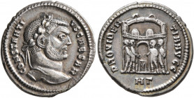 Constantius I, as Caesar, 293-305. Argenteus (Silver, 18 mm, 3.44 g, 12 h), Heraclea, circa 295. CONSTANTI-VS CAESAR Laureate head of Constantius I to...