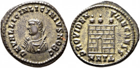Licinius II, Caesar, 317-324. Follis (Silvered bronze, 19 mm, 3.24 g, 11 h), Heraclea, 317. D N VAL LICIN LICINIVS NOB C Laureate, draped and cuirasse...