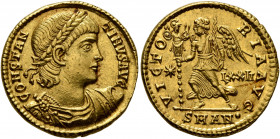 Constantine II, 337-340. Solidus (Gold, 20 mm, 4.36 g, 4 h), Antiochia, 337-340. CONSTAN-TINVS AVG Laureate, draped and cuirassed bust of Constantine ...