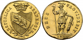 SWITZERLAND. Bern, 1819. Duplone (Gold, 23 mm, 7.58 g, 6 h), Münzmeister Christian Fueter (1791-1838). RESPUBLICA - BERNENSIS Crowned coat-of-arms in ...