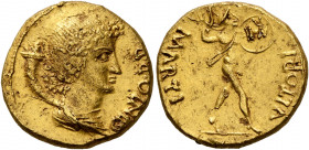 Forces of Galba in Spain. Anonymous, 3 April-2nd half of June 68. Aureus (Gold, 18 mm, 7.39 g, 6 h), uncertain mint in Spain. Group I. GENIO P R Drape...