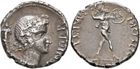 Forces of Galba in Spain. Anonymous, 3 April-2nd half of June 68. Denarius (Silver, 17 mm, 3.39 g, 6 h), uncertain mint in Spain. Group I. GENIO P R D...