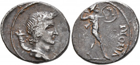 Forces of Galba in Spain. Anonymous, 3 April-2nd half of June 68. Denarius (Silver, 18 mm, 3.46 g, 6 h), uncertain mint in Spain. Group I. [GENIO P R]...