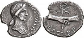 Forces of Galba in Spain. Anonymous, 3 April-2nd half of June 68. Denarius (Silver, 18 mm, 2.97 g, 6 h), uncertain mint in Spain. Group VII. BON EVENT...