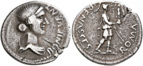 Forces of Galba in Spain. Anonymous, 3 April-2nd half of June 68. Denarius (Silver, 19 mm, 3.36 g, 6 h), uncertain mint in Spain. Group IX. BONI EVENT...
