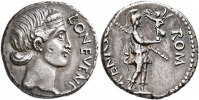 Forces of Galba in Spain. Anonymous, 3 April-2nd half of June 68. Denarius (Silver, 17 mm, 3.64 g, 5 h), uncertain mint in Spain. Group X. BON EVENT D...