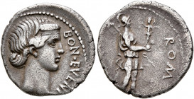 Forces of Galba in Spain. Anonymous, 3 April-2nd half of June 68. Denarius (Silver, 18 mm, 3.27 g, 7 h), uncertain mint in Spain. Group X. BON•EVENT D...
