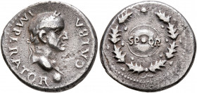 Galba, as Imperator. 3 April-2nd half of June 68. Denarius (Silver, 18 mm, 3.28 g, 7 h), uncertain mint in Spain. GALBA IMPERATOR Laureate head of Gal...