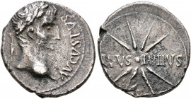 Forces of Galba in Spain. In the name of Augustus, 27 BC-AD 14. Denarius (Silver, 18 mm, 3.41 g, 7 h), uncertain mint in Spain. Group A.I, 3 April-2nd...