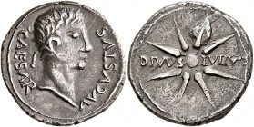 Forces of Galba in Spain. In the name of Augustus, 27 BC-AD 14. Denarius (Silver, 18 mm, 3.38 g, 6 h), uncertain mint in Spain. Group A.I, 3 April-2nd...