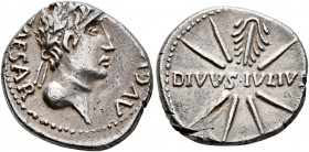 Forces of Galba in Spain. In the name of Augustus, 27 BC-AD 14. Denarius (Silver, 17 mm, 3.35 g, 4 h), uncertain mint in Spain. Group A.I, 3 April-2nd...