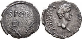 Forces of Galba in Spain. In the name of Augustus, 27 BC-AD 14. Denarius (Silver, 17 mm, 2.76 g, 7 h), uncertain mint in Spain. Group A.II, 3 April-2n...