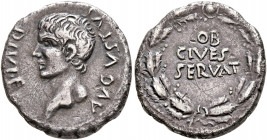 Forces of Galba in Spain. In the name of Augustus, 27 BC-AD 14. Denarius (Silver, 17 mm, 3.65 g, 5 h), uncertain mint in Spain. Group A.III, 3 April-2...