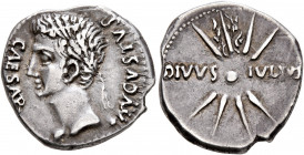 Forces of Galba in Spain. In the name of Augustus, 27 BC-AD 14. Denarius (Silver, 17 mm, 3.35 g, 3 h), uncertain mint in Spain. Group A.IV, 3 April-2n...
