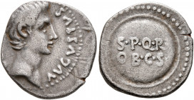 Forces of Galba in Spain. In the name of Augustus, 27 BC-AD 14. Denarius (Silver, 17 mm, 3.44 g, 5 h), uncertain mint in Spain. Group A.VI, 3 April-2n...
