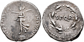 Rhine Legions. Anonymous, circa May/June-December 68. Denarius (Silver, 18 mm, 3.53 g, 12 h), uncertain mint in Gaul or in the Rhine Valley. 'S P Q R ...