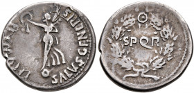 Rhine Legions. Anonymous, circa May/June-December 68. Denarius (Subaeratus, 18 mm, 2.89 g, 7 h), uncertain mint in Gaul or in the Rhine Valley. 'S P Q...